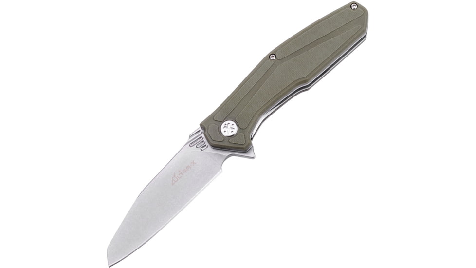 Ultra-X Omen Framelock OD Folding Knife, 3.5 stonewash finish AUS-8 stainless blade, OD green G10 handle, UXHK212A