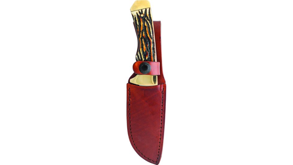 Uncle Henry Elk Hunter Full Tang Drop Point Fixed Blade Knife,3.83in High Carbon Stainless Steel Drop Point Blade,Staglon Handle 182UH