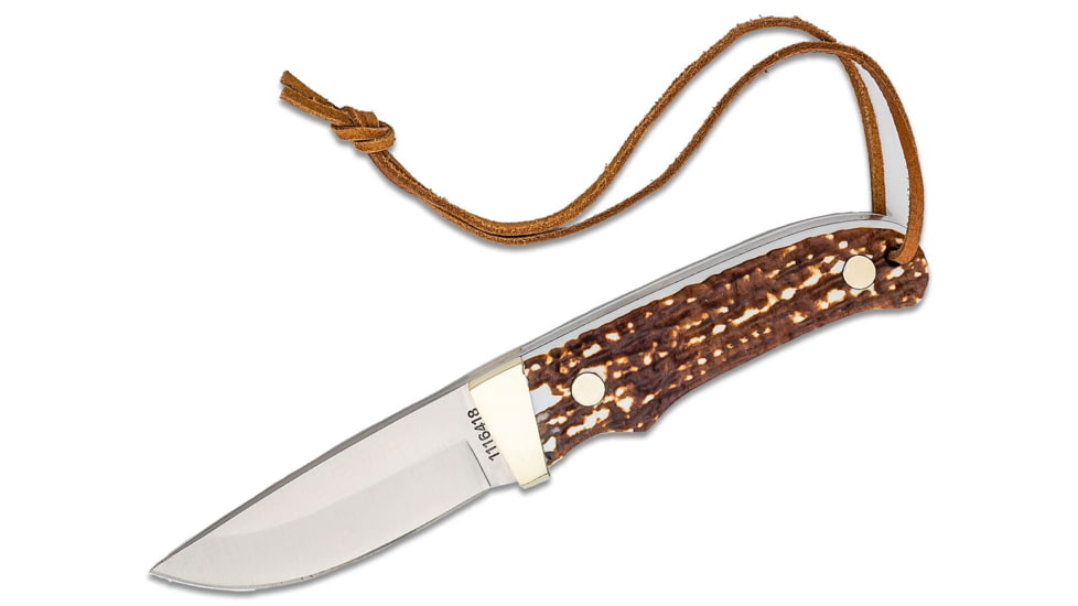 Uncle Henry Next Gen PH1N Fixed Blade Knife, 3.6in, Trailing Point, 7Cr17MoV High Carbon Stainless Steel Blade, Staglon Handle, 1116418