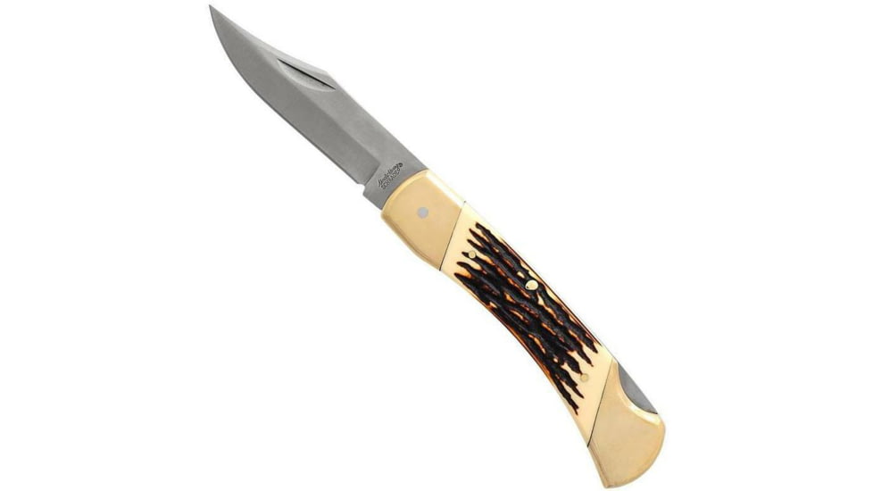 Uncle Henry Uncle Henry LB8CP Bear Paw Next Gen Folding Knife, 3.7in 7Cr17 HC Stainless Steel Clip Point Blade, Staglon Handle, Sliver, 1136005