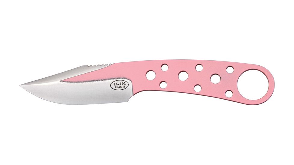 Uncle Mikes Model 155 Neck Knife Fixed Blade Knife, 2.75in, Pink Powder Coat Stainless, Finger Ring Handle BCB155P