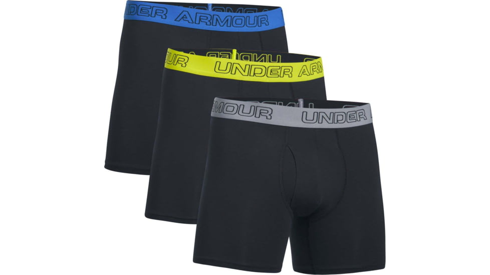 Under Armour Charged Cotton 6inch 3 Pk, Black/black/black grey/yellow/blue Band - 12772790034XL