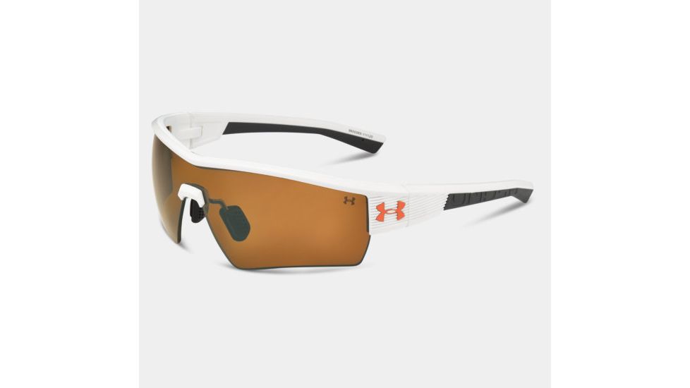 Under Armour Fire, Satin White Frame w/Charcoal Gray Rubber,Brown Lens, U8600065-111120