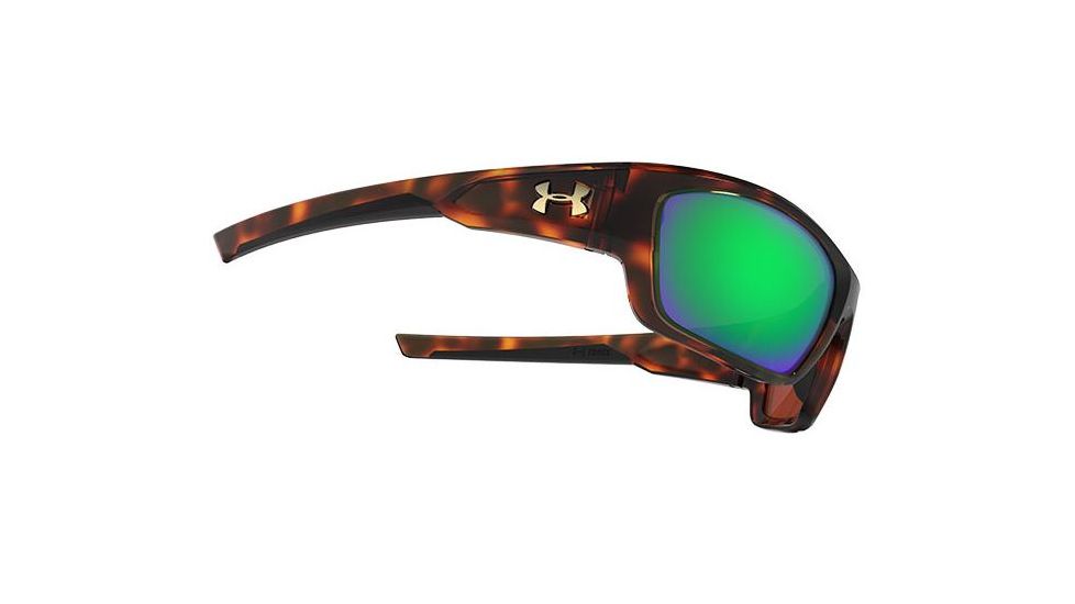 Under Armour Force Storm Sunglasses, Shiny Tortoise/Black Frame,Copper/Green Lens U8630086-960126