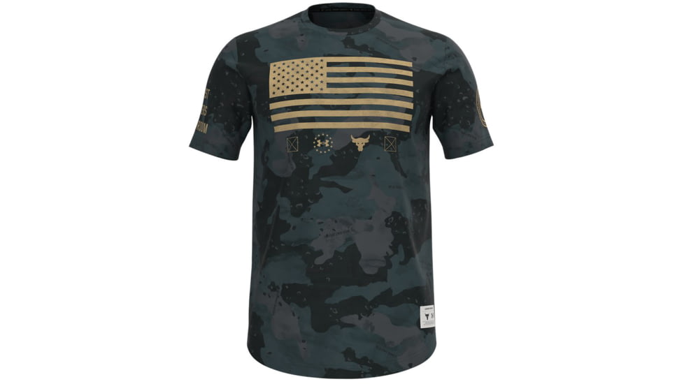 Under Armour PJT Rock Vet Day Flag Short Sleeve T-Shirt - Men's, Dark Gray, 2XL, 13684080012X