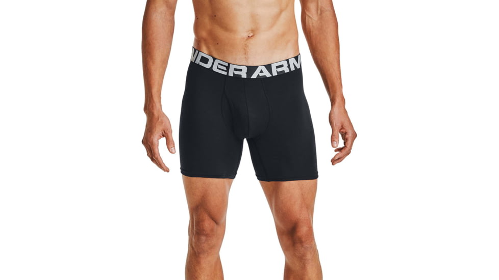 Under Armour UA Charged Cotton 6in Boxer Briefs 3 Pack - Mens, Black, Extra Large, 1363617001XL