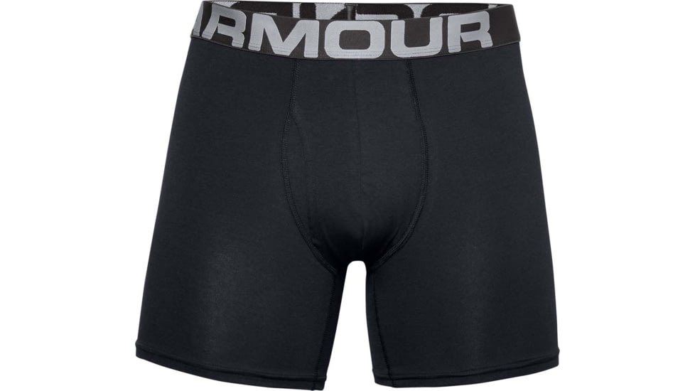 Under Armour UA Charged Cotton 6in Boxer Briefs 3 Pack - Mens, Black, Extra Large, 1363617001XL