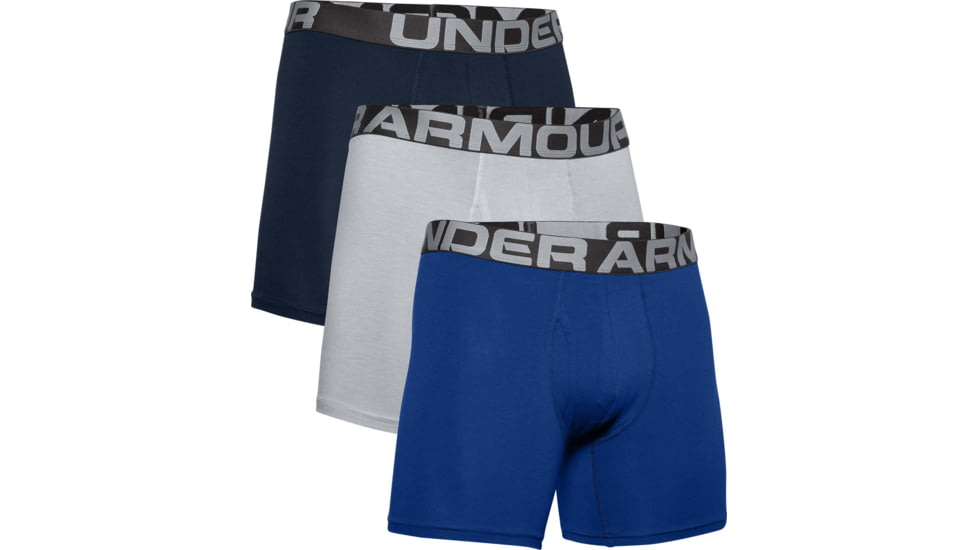 Under Armour UA Charged Cotton 6in Boxer Briefs 3 Pack - Mens, Royal, 3XL, 13636174003X