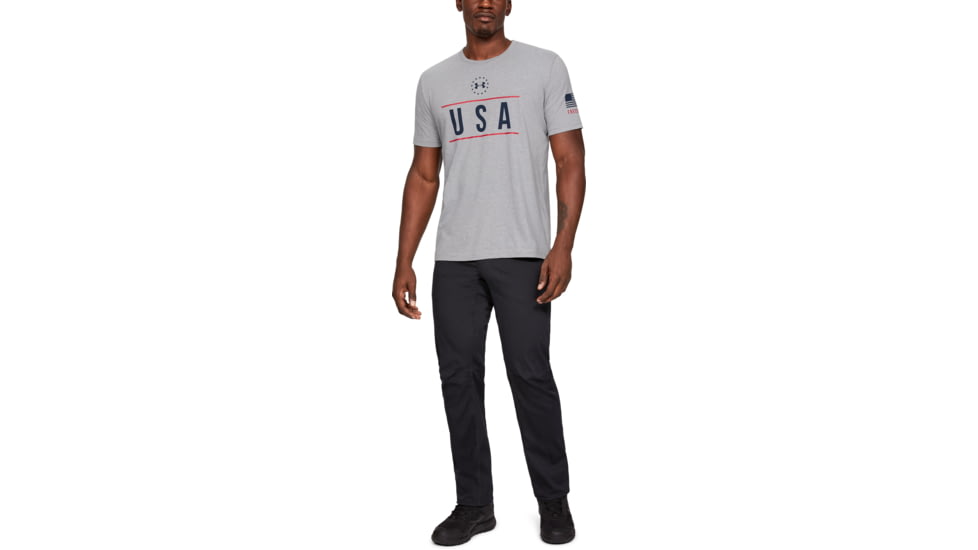 Under Armour UA Freedom USA Chest T-Shirt - Mens, Steel Light Heather, 2XL, 13275550352X