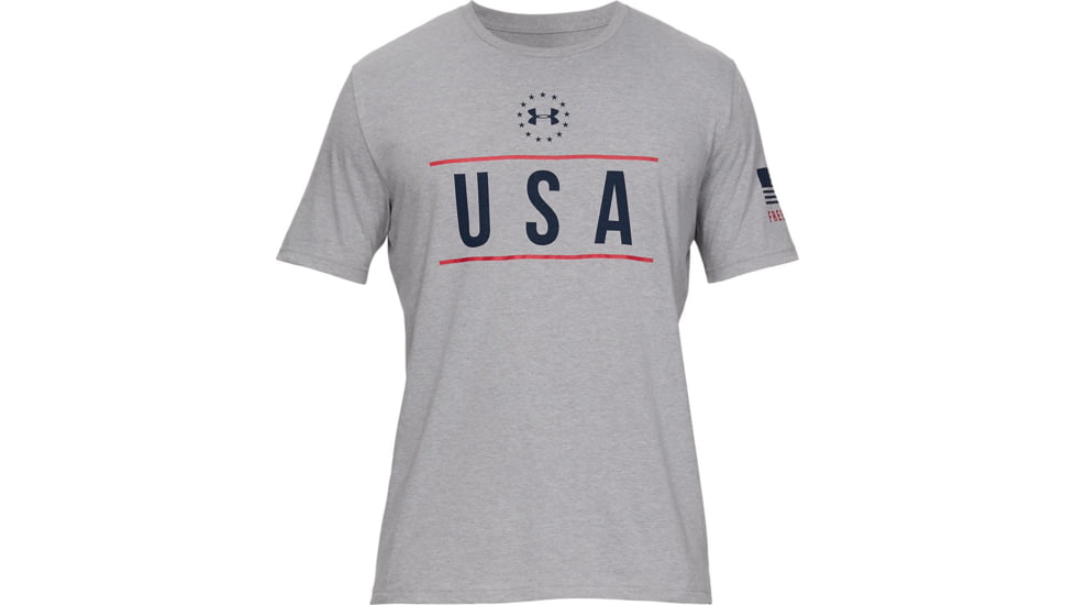 Under Armour UA Freedom USA Chest T-Shirt - Mens, Steel Light Heather, 2XL, 13275550352X