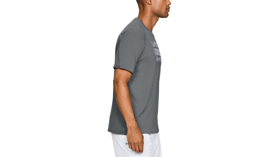 Under Armour UA Iso-Chill Stacked Short Sleeve T-Shirt - Mens, Extra Large, Pitch Gray, 1353897012XL