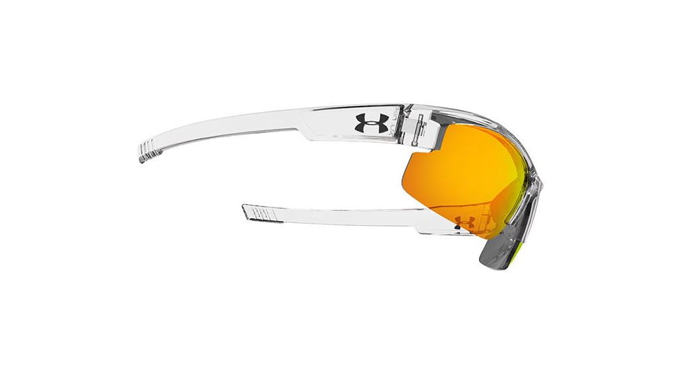Under Armour Youth Nitro L Sunglasses, Clear Frame,Gray/Orange Multiflection Lens U8600048-141441