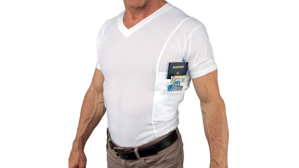 UnderTech Undercover Mens Travel Safe V-Neck Shirt,White,2XL TS0561WH-2X