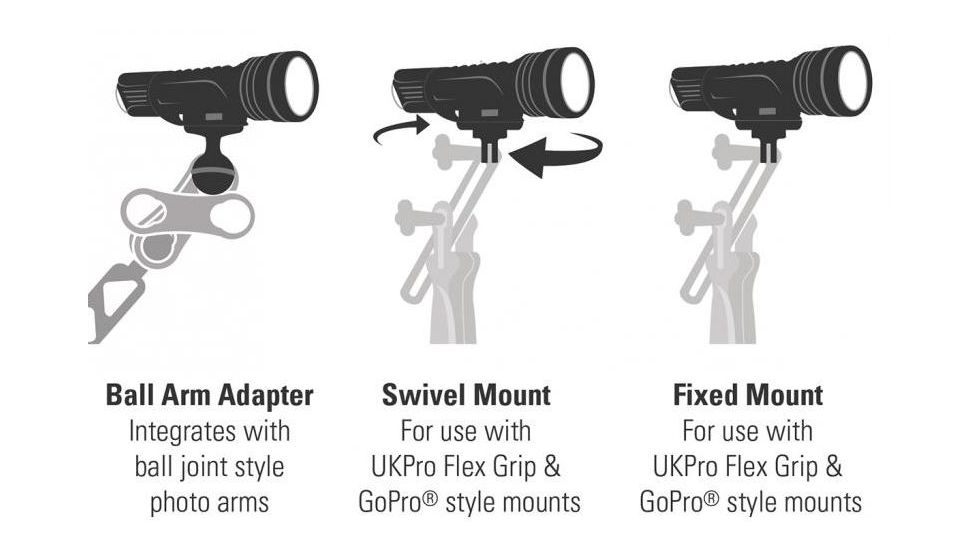Underwater Kinetics Aqualite Photo Adapter Kit (Ball Arm, Swivel &amp; Fixed Adapters) 512873