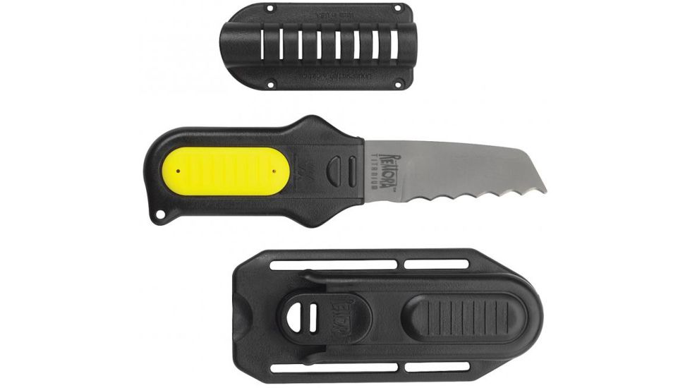 Underwater Kinetics Remora Titanium, Blunt Tip Blade Dive Knife, Yellow 30141