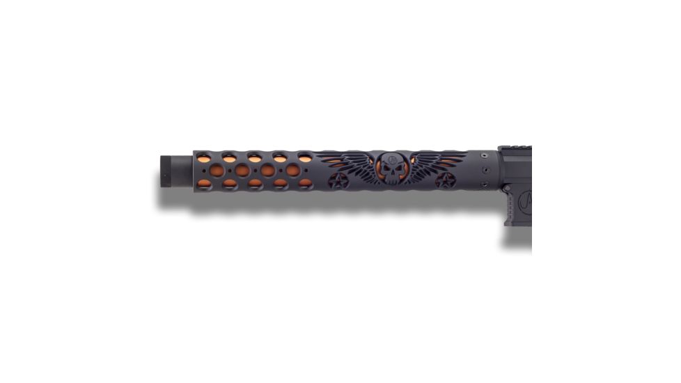 Unique-ARs Wing and Skull AR-15 Handguard, Cerakote Armor Black/Anodize Black, 9in, wingandskull9