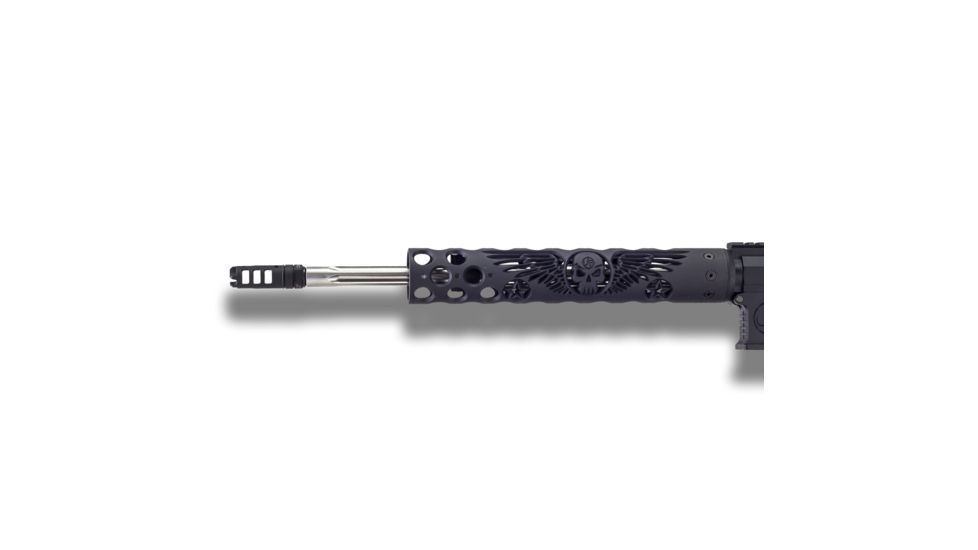 Unique-ARs Wing and Skull AR-15 Handguard, Cerakote Armor Black/Anodize Black, 12in wingandskull12