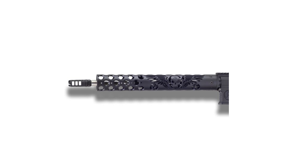 Unique-ARs Wing and Skull AR-15 Handguard, Cerakote Armor Black/Anodize Black, 15in wingandskull15