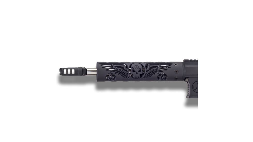 Unique-ARs Wing and Skull AR-15 Handguard, Cerakote Armor Black/Anodize Black, 9in wingandskull9