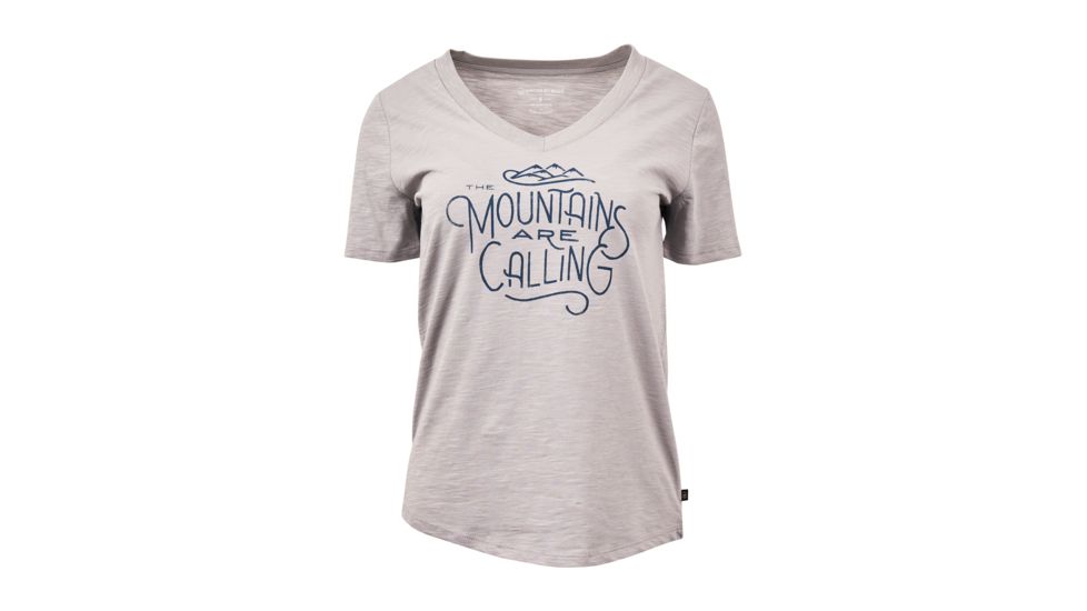 United By Blue Mountains Are Calling Short Sleeve Graphic V-Neck - Womens, Boulder Grey, Extra Small, 201-095-03123