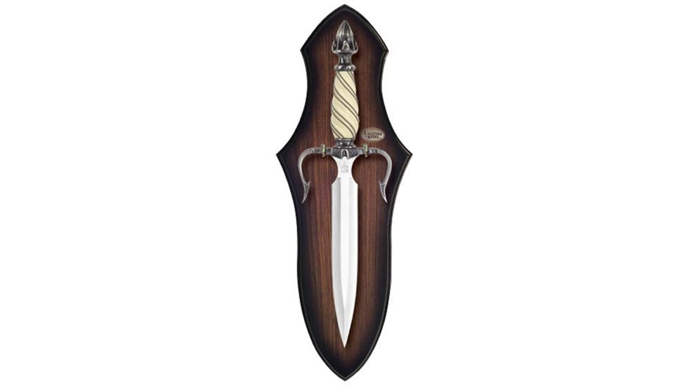 United Cutlery LancelotS Knive - Ivory, 28-7/8in 420 J2 Stainless Steel Blade, Cast Metal Handle Parts, Abs Grip, Black Braided Cord Wrap, Push Tang, UC1305WTNB