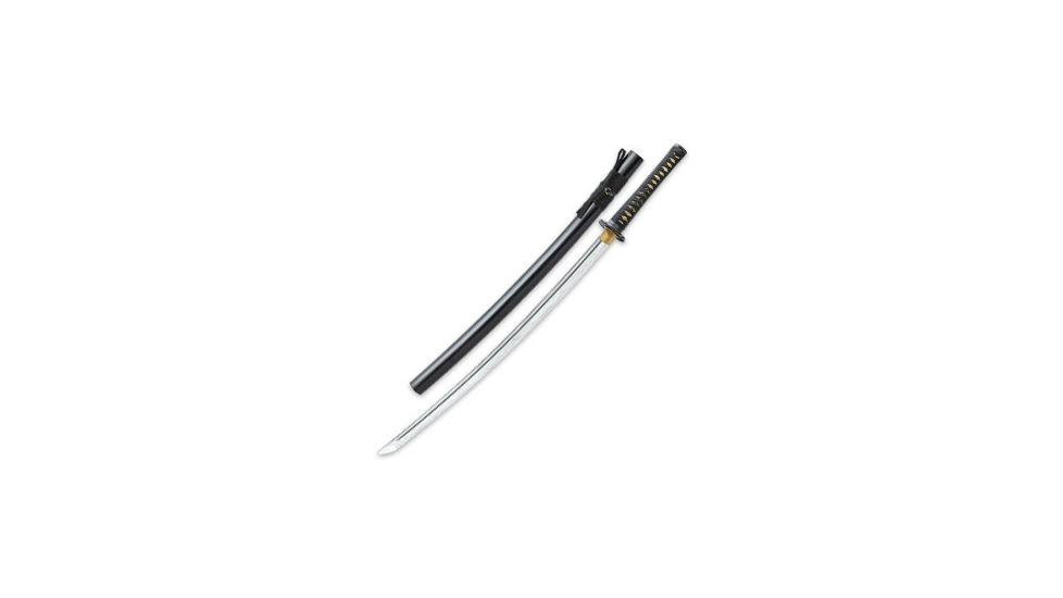 United Cutlery Longquan Master Katana Sword, black and gold handle, silver blade, 39 1/2" UC3193
