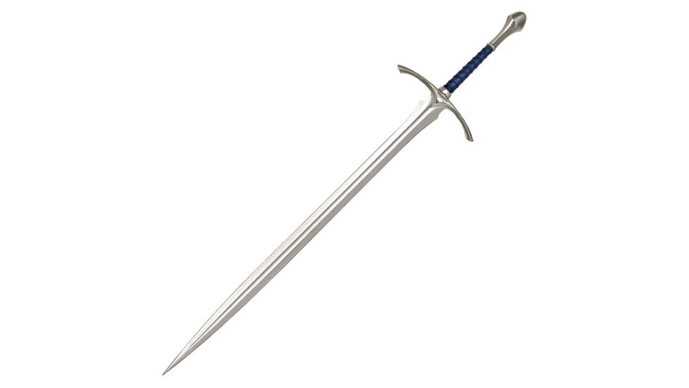 United Cutlery LOTR Glamdring Sword,35.625in,Tempered Stainless Blade,Black Leather Wrapped Handle UC1265