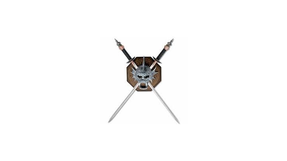 United Cutlery Warrior Head Display Plaque w/ Dual Swords, XL0927BKNM