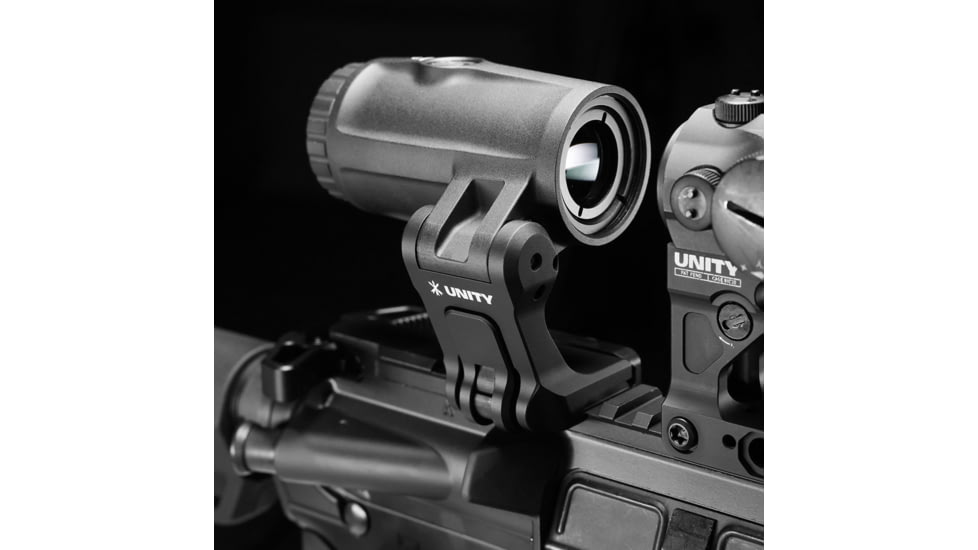 Unity Tactical FAST FTC 4X Magnifier, 5.5 mm Exit Pupil, 2.6in Eye Relief, 2.26&quot; Optical Height, FAST QD Lever, Matte Finish, Black, FST-M4B