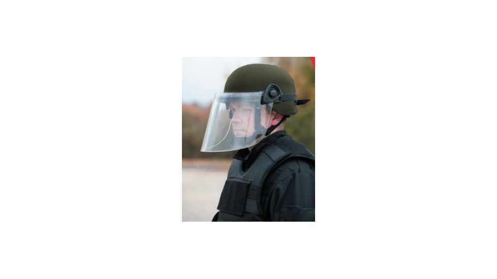 United Shield Command Ballistic Helmet Level IIIA w/ 4pt Harness System and Retrofit Face Shield, OD Green, XL COMMANDO SC650-RFFS-OD-XL