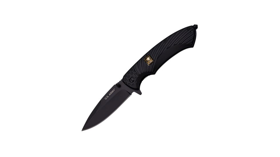 US Army Folding Blade, 3.5in, Stainless Steel Blade, Black Aluminum Handle A-A1025BP