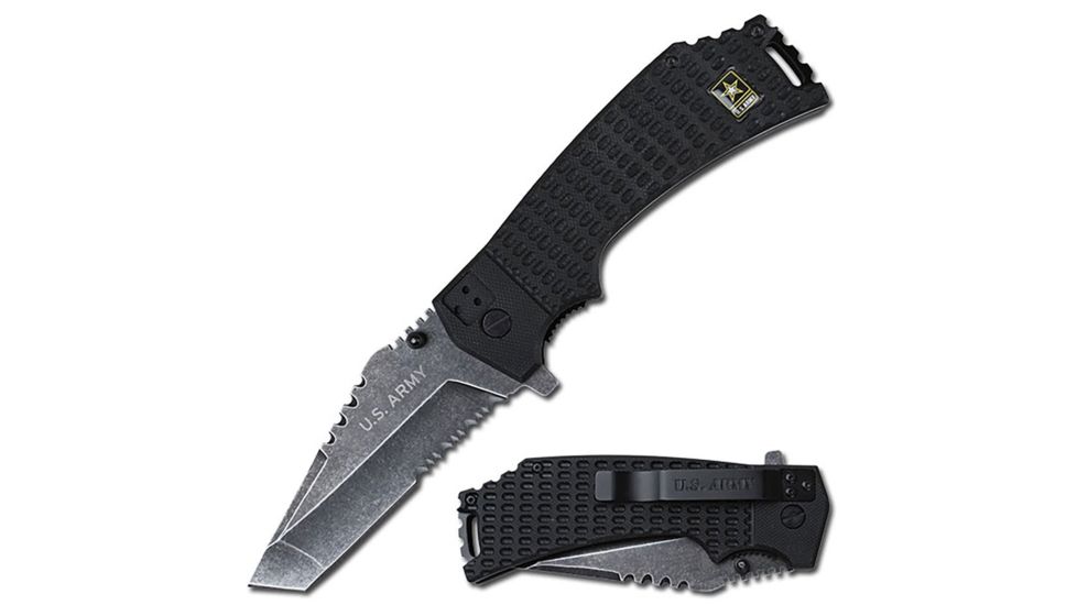 US Army Folding Blade, 3.75in, Stainless Steel Blade, Black G10 Handle A-A1021BS