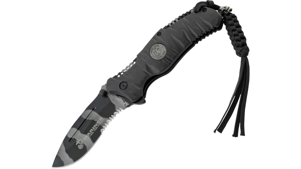 USMC Marine Reaper A/O, Tiger stripe Blade, Black Handle USMA1020UC