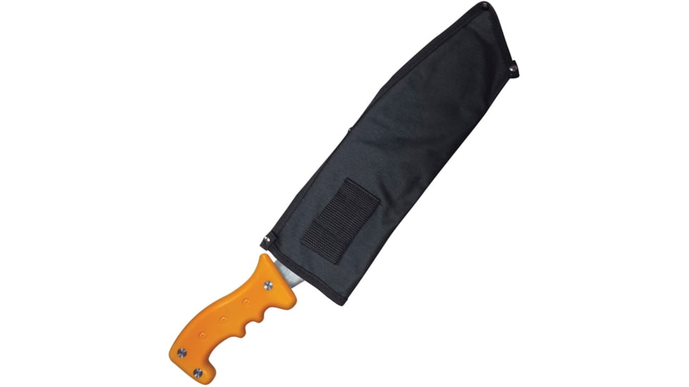 UST Blazer Parang Machete, 19.25in Overall, 13.5in Satin Carbon Steel Blade, Orange Textured Synthetic Handle, Black Nylon Sheath, Orange, 20-CUT0009-08