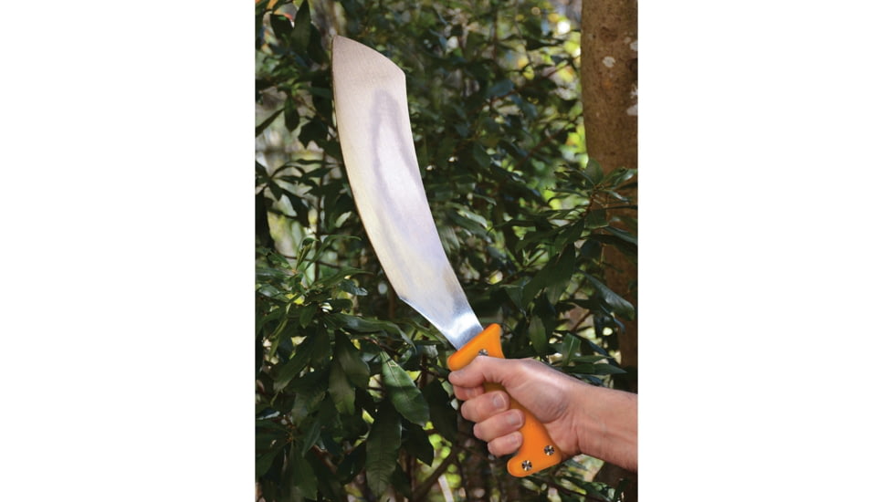 UST Blazer Parang Machete, 19.25in Overall, 13.5in Satin Carbon Steel Blade, Orange Textured Synthetic Handle, Black Nylon Sheath, Orange, 20-CUT0009-08