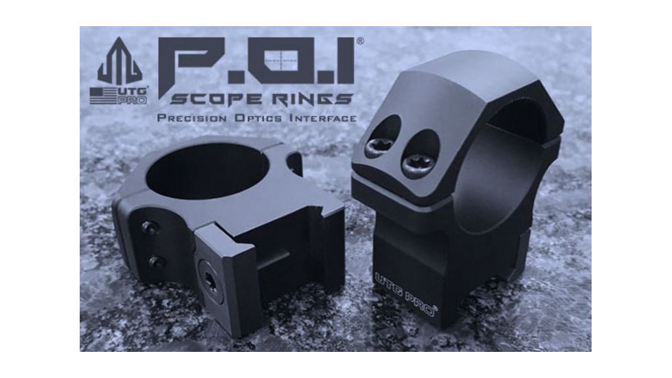 UTG PRO 1 in Low Profile P.O.I Picatinny Rifle Scope Rings, Black, 2 Pieces RWU012510