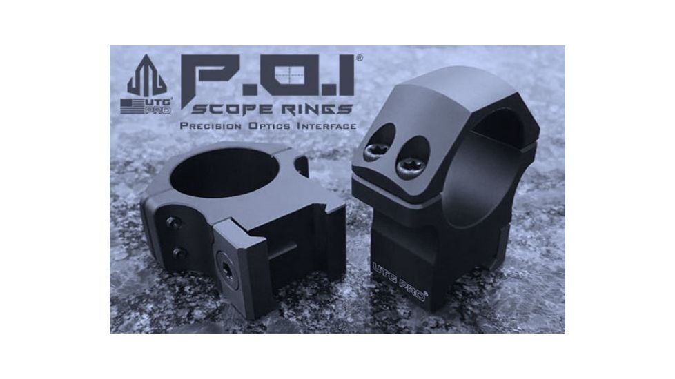 UTG PRO 1in/2PCs Medium Profile P.O.I Picatinny Rings, Black, RWU012515