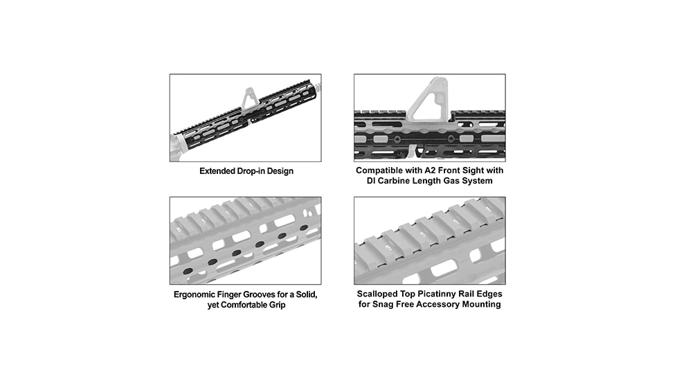 UTG Pro AR15 Super Slim M-LOK 15in Drop-in Carbine Length Rail, Black, MTU015SSM