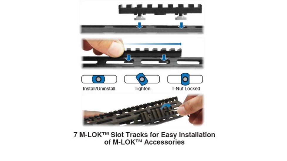 UTG Pro M-LOK M and P10 17 in Super Slim Free Float Handguard, Black MTU038SSMC, EDEMO6