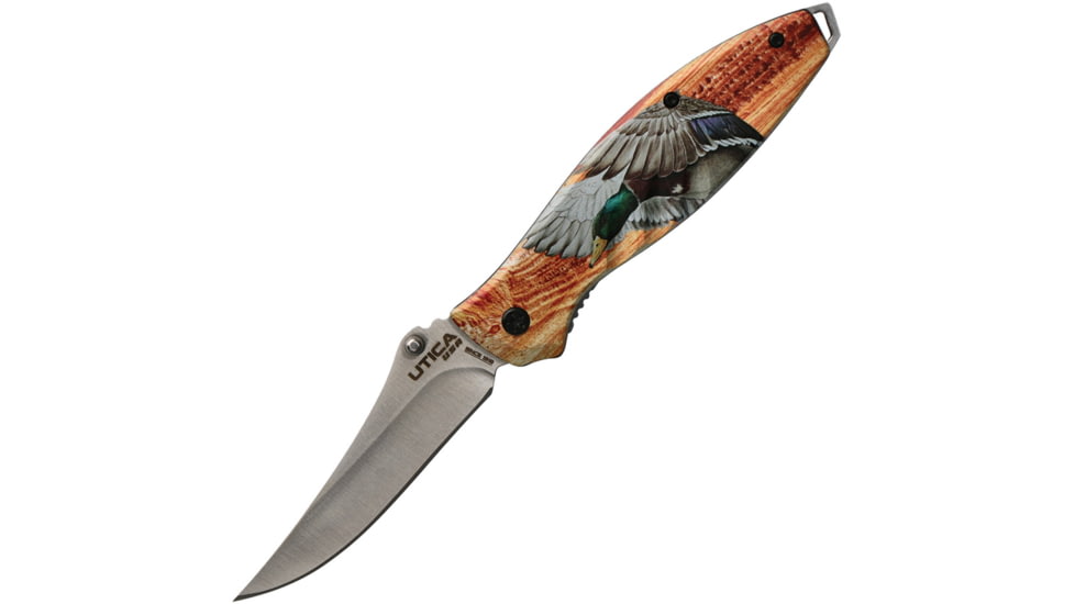 Utica Fowl Catcher II Linerlock Folding Knife, 3.63 satin finish 8Cr13MoV stainless clip point b, Aluminum handle, 91-1028CP