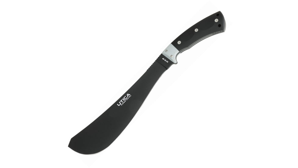 Utica Stealth I Machete, 11.25 black powder coated 1095HC steel blade, Black and gray micarta handle, 11-UTKM11