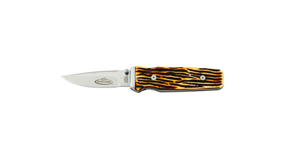 Utica Team Realtree Series Buckstag Delrin Liner Lock, Brown/White, 91-RT56CP