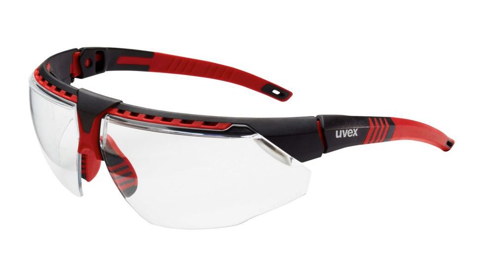 UVEX Avatar Safety Eyewear, Red Frame, Clear Hydroshield Anti-fog Lens S3851