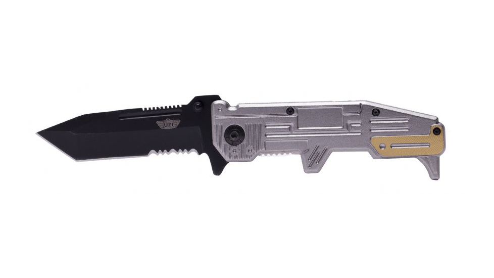 UZI Echo Replica Serrated Blade Blade, Black, Grey and Yellow UZK-FDR-012