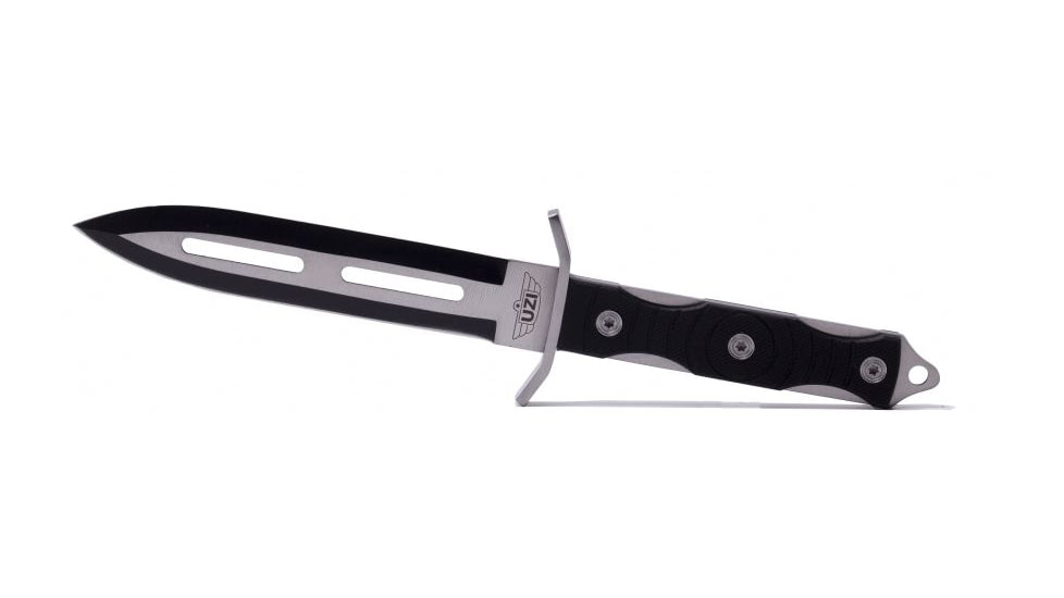 UZI Mossad Steel Single Egded Blade, Black and Silver UZK-FXB-006