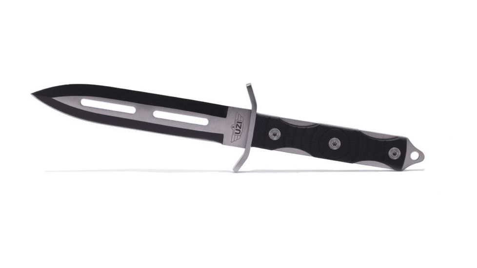UZI Mossad Steel Single Egded Blade, Black and Silver UZK-FXB-007