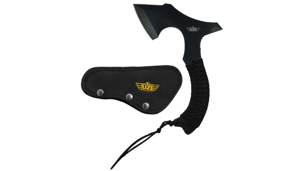 UZI Throwing Axe with black paracord on handle, Black UZK-AXE-5