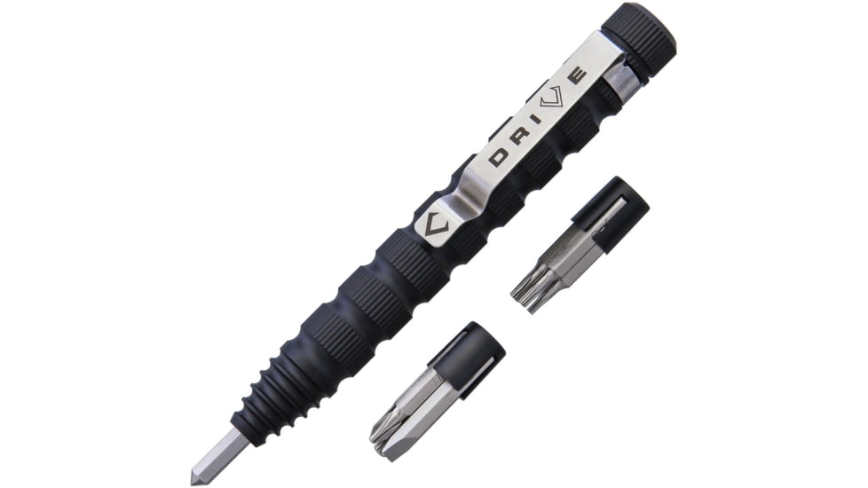 V NIVES Multi Tool Pen, 4.75in Overall, Black Aluminum Handles, Pocket Clip, Contains 7x 1/8in Driver Bits, VMT20ALBK