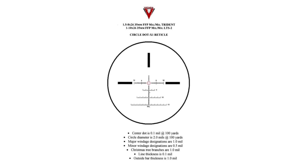 Valdada LTS-2 Rifle Scope, 1-10x26, 35mm Tube, First Focal Plane, Mil/Mil, Circle Dot X1 Illum, Desert Sand, VAL-Tac scope 12