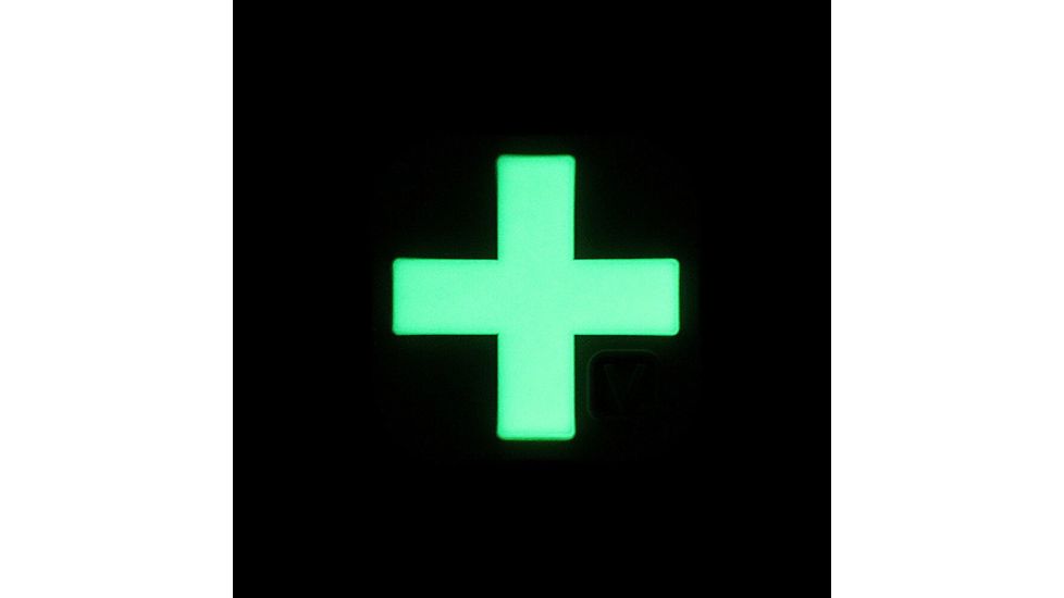 Vanquest Gear Medical Cross - Glow In The Dark Patch, Wolf Gray, 9ZMDCR-100-WG-GITD